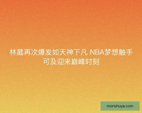 林葳再次爆发如天神下凡 NBA梦想触手可及迎来巅峰时刻 林葳再次爆发如天神下凡 NBA梦想触手可及迎来巅峰时刻